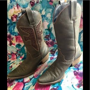 Size 9 Leather Cowboy Boots- Made in Brazil